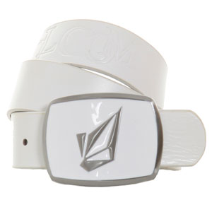 Half Stone Leather belt - White