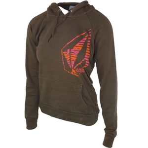 Ladies Volcom Fragments Hoody. Chocolate