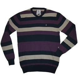 Photocopy V Neck Stripe Sweatshirt - Camel