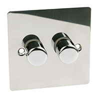 2G 2W 250W Dimmer Polished Chrome Flat Plate