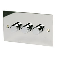 3G 1W 250W Dimmer Polished Chrome Flat Plate