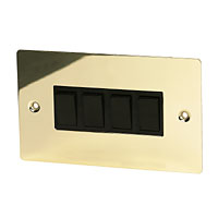 4G 2W 10AX Sw Polished Brass Flat Plate