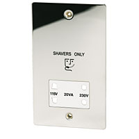 Shaver Socket Polished Chrome Flat Plate