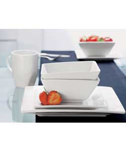 16 Piece Pure White Square Dinner Set