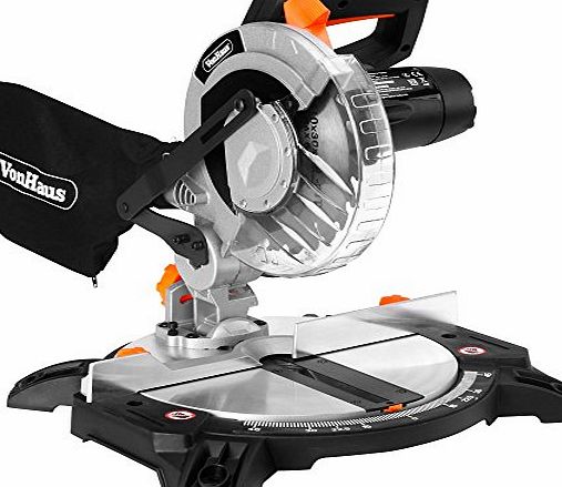 VonHaus Multi-Purpose Compound Mitre Saw with 1400W motor and 24 teeth cutting blade - secure non-slip feet - maximum cutting depth of 12 cm