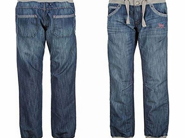 Voodoo Dolls Womens Cuffed Jeans Ladies Zip Drawstring And Popper Fastening Mid Wash 10 R