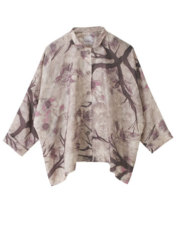 Watercolour Neru collar oversized shirt