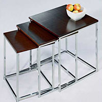 Walnut Chrome brNest of Tables