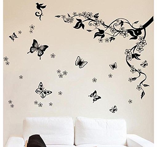 Walplus Butt Vine Walplus Removable Vinyl Dancing Butterflies and Tree Branch Wall Sticker Mural Decal Art