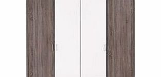 Wardrobe Melbourne 4 Door Wardrobe - Oak and White