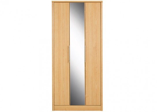 Wardrobe Toulon 3 Door Wardrobe with Centre Mirror - Maple