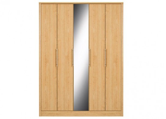 Wardrobe Toulon 5 Door Wardrobe with Centre Mirror - Maple