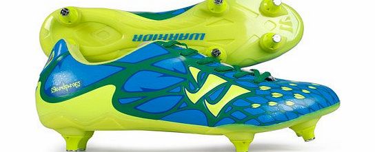 Warrior Skreamer II Charge Kids SG Football Boots Blue Infinity/Green/Laser Blue/Hi Viz - size 5.5