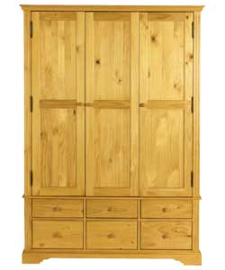 Warwick 3 Door 6 Drawer Wardrobe - Pine