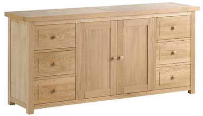 Oak 6 Drawer 2 Door Sideboard