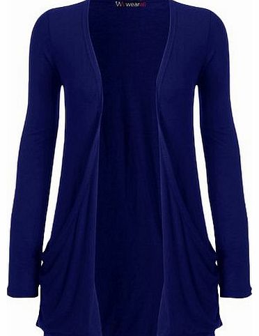 WearAll New Ladies Long Sleeve Boyfriend Cardigan Womens Top Electric Blue 16/18