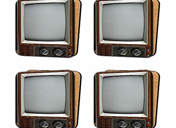 Vintage TV Television Old Quirky Retro (4 Coaster Set) Dinnerware, Furniture