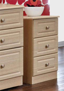 Amelie 3 Drawer Bedside Table in Light Oak