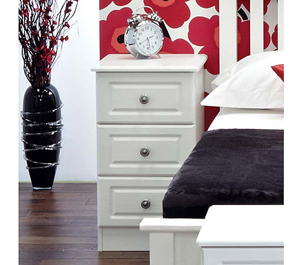 Amelie White 3 Drawer Bedside Table