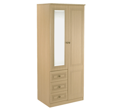 Welcome Furniture Eske 2 Door Combi Wardrobe in Light Oak