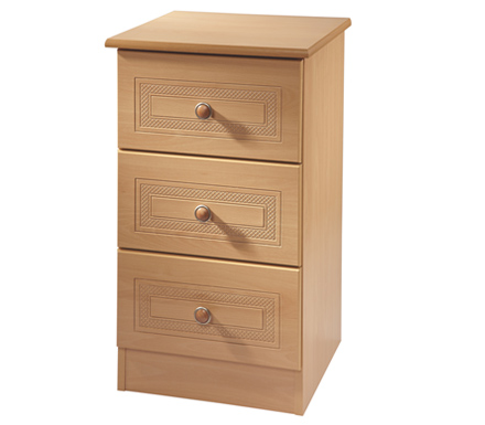 Welcome Furniture Eske 3 Drawer Bedside Table in Beech