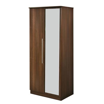 Welcome Furniture Loxley 2 Door Mirrored Wardrobe in Walnut