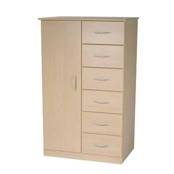 Stratford 1 Door 6 Drawer Wardrobe in Light Oak