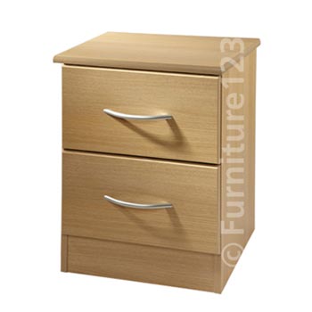 Welcome Furniture Stratford 2 Drawer Bedside Table in Light Oak