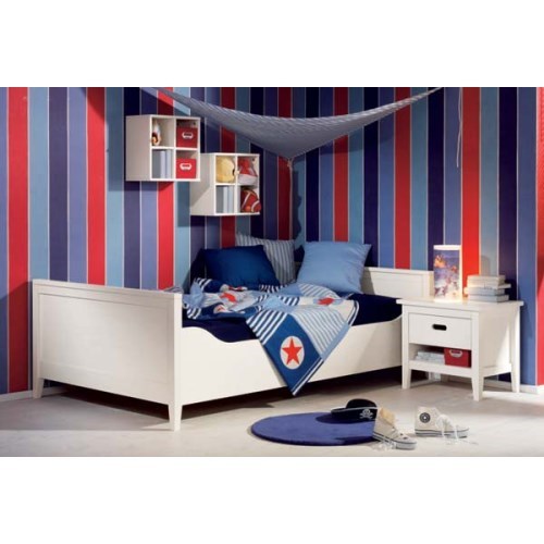 Welle Mobel Cello White Bed With Bedside Table