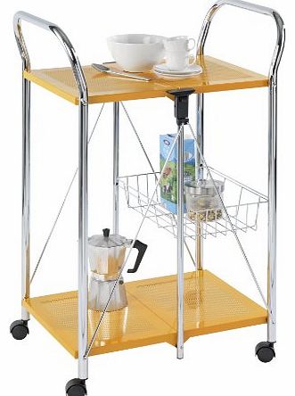 Wenko 900010100 60 x 90 x 44 cm Chrome Side and Kitchen Trolly Sunny, Orange