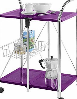 Wenko 900040100 60 x 90 x 44 cm Chrome Side and Kitchen Trolly Sunny, Purple