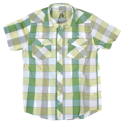 Mens WESC Cameron Check Shirt 523 Sunny Lime