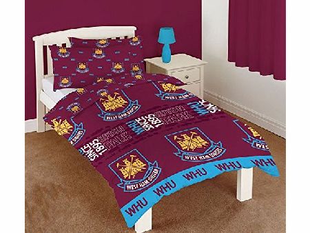 West Ham United F.C. West Ham United 135 x 200 cm 50 Percent Cotton/ 50 Percent Polyester Single Duvet Cover Set, Multi-Colour