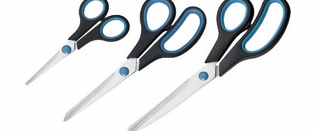 Westcott Easy Grip Soft Grip Scissor - Black/Blue (Set of 3)