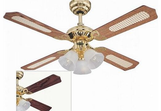 Westinghouse Ceiling Fans Westinghouse Princess Trio 105 cm/ 42-inches Ceiling Fans, Polished Brass-Oak Cane/ Mahogany