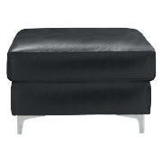 Leather Footstool, Black