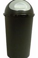 Whitefurze 50 L LITRE BLACK KITCHEN BULLET BIN RUBBISH BIN WITH LARGER OPENING SILVER FLAP