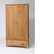 Benson Oak 2 Door 1 Drawer Wardrobe