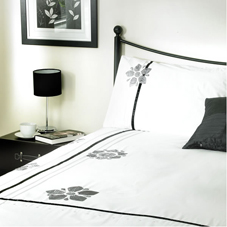 Platinum Flower Duvet Set White Double