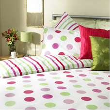 Wilkinson Plus Spot/Stripe Duvet Set Pink/Green Double