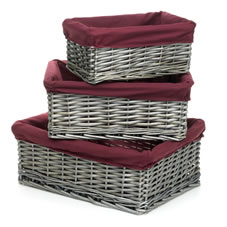 Wilko Cuba Storage Basket Willow Red x 3