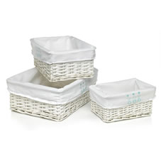 Wilko Oslo Storage Basket Willow White x 3