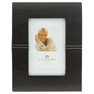 Wilko Photo Frame Leather Effect Dark Brown