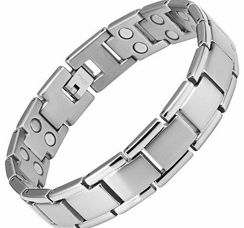 Willis Judd Mens Titanium Double Row Magnetic Bracelet In Black Velvet Gift Box   Free Link Removal Tool