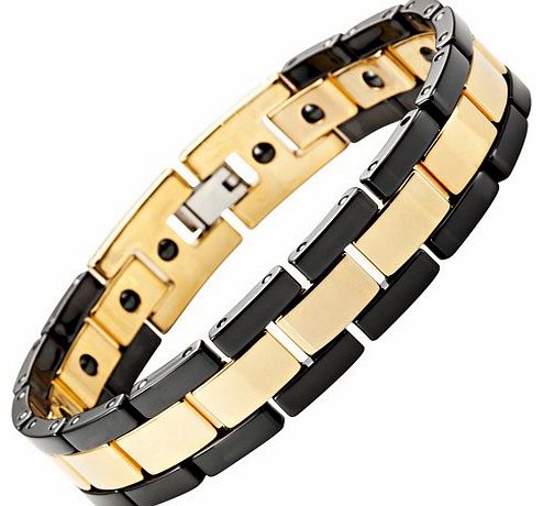 Willis Judd New Mens Black Two Tone Tungsten Magnetic Bracelet In Free Velvet Gift Box