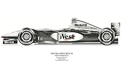 Wilson David Wilson- Mclaren MP 4/14- Mika Hakkinen- signed by artist Measures 48cm x 32cm (19``x13``)