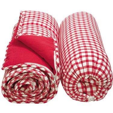 Win Green Cherry Red Gingham Sleeping Bag