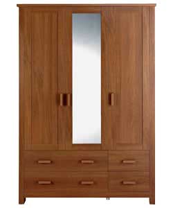 3 Door 4 Drawer Wardrobe - Dark Beech