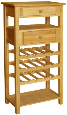 WINE RACK 2 DRAWER TALL OILED HARDWOOD ACORN