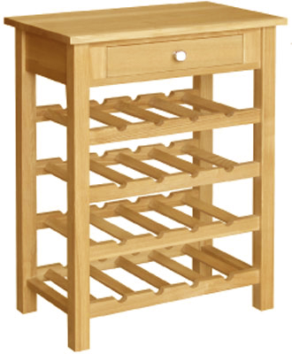 wine RACK SMALL 1 DRAWER OILED HARDWOOD ACORN